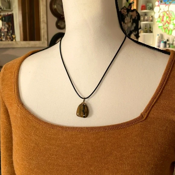 Vintage Tiger Eye Pendant with 18” Wax Cord - Picture 1 of 8